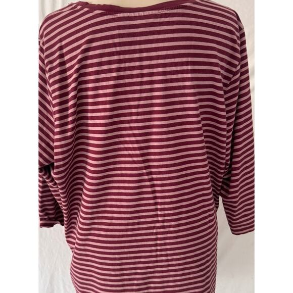 D & Co. Active Womens 2X 3/4 Sleeve Pink Stripe Top Cotton Spandex - Picture 8 of 9
